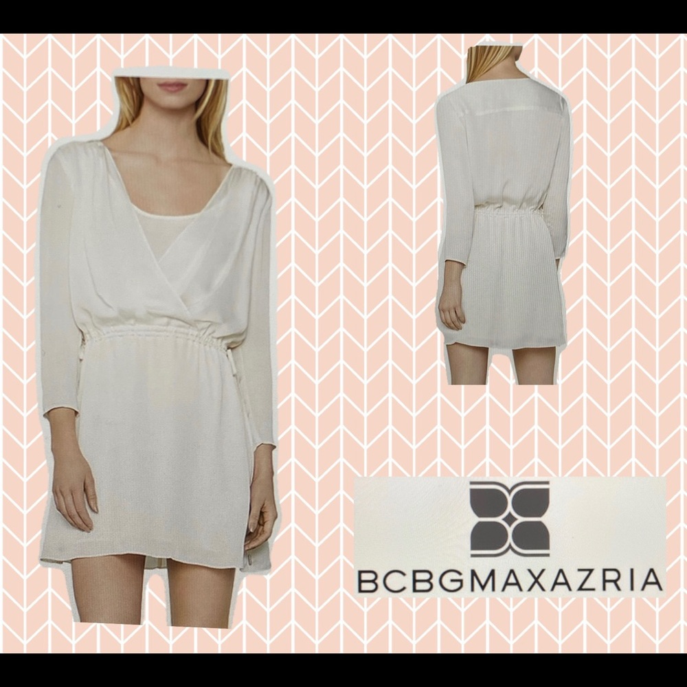 BCBGMAXAZRIA Draped satin above the knee dress